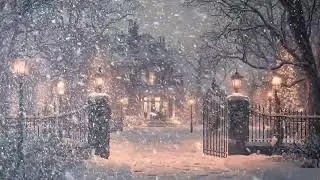 Cozy Winter Night | Relaxing Blizzard Ambience Outside a Glowing Snow-Covered Mansion