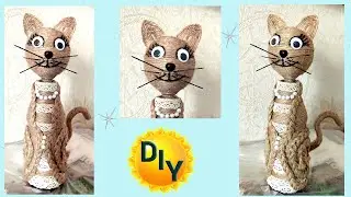 Jute cat Great gift. DIY / Handicraft.