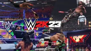 WWE 2K23 TOP RING DIVES!!!! EXTREME MOMENTS IN WWE 2K23