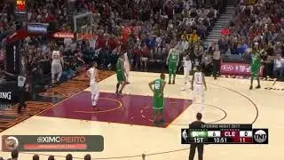LeBron James blocks Jayson Tatum Cavs vs Celtics 10-17-17