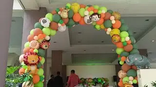 Jungle Safari Themed Balloon Arch Set up