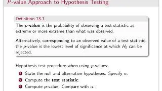 Hypothesis Test for One Mean Part 2 (p-value Approach)