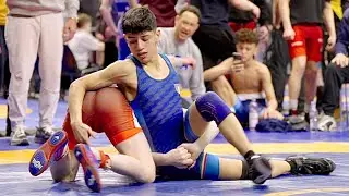 U17 Sprague Brennan (USA) vs Anthony Apolinario (ITA) 55kg. Freestyle boys youth wrestling. B-cam-m