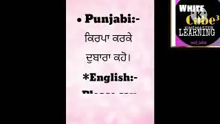 Learn Punjabi to English /Daily using sentences