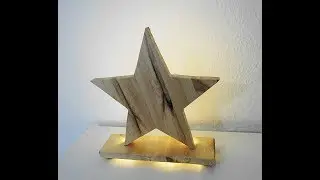 Holzstern mit LED Beleuchtung / Natur / Handgemacht