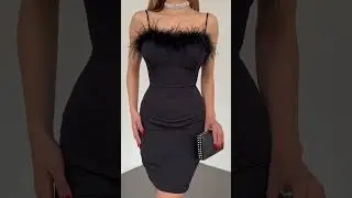 Siyah Tüy Detaylı Elbise