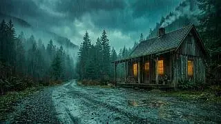 12 Hour Dense Rain & Thunder at Valley Cabin 🌲 | Sleep All Night Long