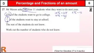 Percentage and fractions of an amount GCSE Maths Foundation revision Exam paper practice & help