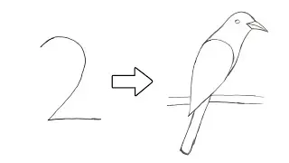 How to Draw a Craw with number 2 / Draw with number 2