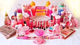 Mixing Neon Pink! slime mixing,lipstick,neon eyeshadw, | ASMR | Satisfying slime mixing
