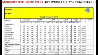 MICROSOFT OFFICE EXCEL - ISOMO RYA 10: BULLETIN Y’UMUNYESHULI