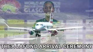 🇩🇲 🥇 OLYMPIC GOLD MEDALIST || THEA LAFOND ARRIVAL CEREMONY | ENVOY AIR - E175 || DOMINICA 🇩🇲