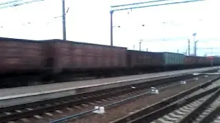Електровоз ВЛ11.8-640 з вантажним поїздом + незвичайний гудок, станція Ізюм