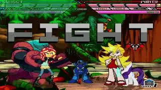 Mugen battle Sunset Shimmer and Juggernaut vs Panty Anarchy and Rarity