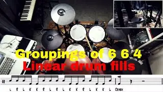 Learn how to play linear drum fills: Groupings of 6 6 4