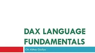 25. Power BI Desktop -  DAX Language