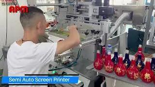 CNC300 semi auto servo screen printing machine for wine bottle