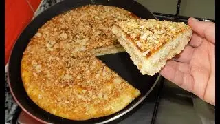 The milk pie is a masterpiece for the morning breakfast in the pan without a roasted oven