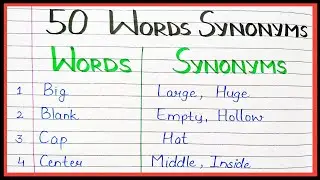 50 Synonyms words in english | what is synonyms of | English synonyms