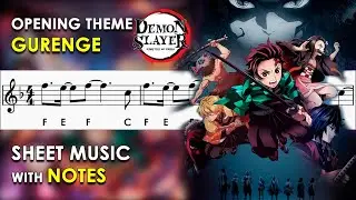 Demon Slayer OP - Gurenge | Sheet Music with Easy Notes for Recorder, Violin | Kimetsu no Yaiba