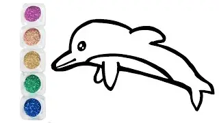 【How to draw a dolphin .】 Easy Drawing for kids.