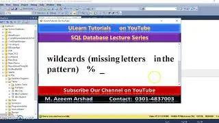 LIKE Operator with wildcards  in SQL Server Database Part 23