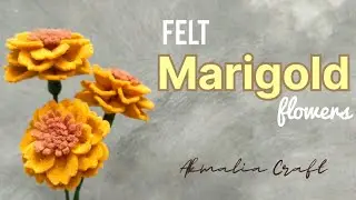 TUTORIAL BUNGA MARIGOLD DARI FLANEL (BUNGA TAHI AYAM). How to make felt marigold flower #bungaflanel