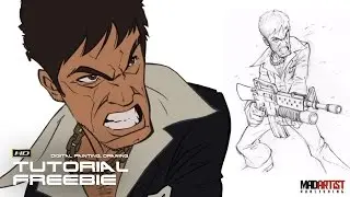 Digital Artist & illustrator Patrick Brown Tutorial on how to draw & paint Tony Montana of SCARFACE