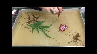 Ebru Art by Sevim Surucu - Tulip - Lale ebrusu