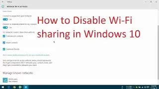 How to Disable Wi-Fi sharing in Windows 10