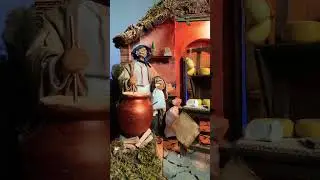 Scena formaggi movimento 24 cm presepe napoletano