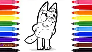 how to draw bluey 🐶❤️ easy Drawing and Coloring Bluey for kids #blueydrawings #Bluey
