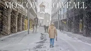 Moscow snowfall. Real Russian winter.