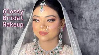 Glossy H.D Airbrush Bridal Makeup Tutorial | Beautiful Real bridal makeup look | Shruti makeover