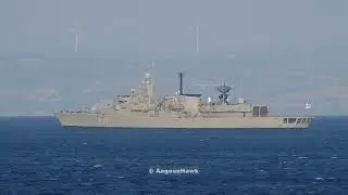 Hellenic Navy Frigates and Support Vessel during Parmenion 23 at Chios island in east Aegean Sea.