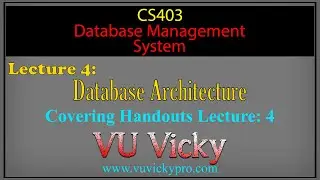 CS403 | DBMS Lecture 4 | Database Architecture