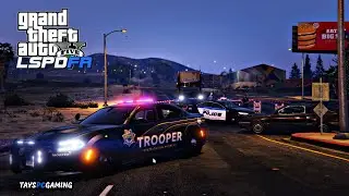 GTA 5 LSPDFR SAN ANDREAS STATE TROOPER HWY PATROL | 2 HIGH SPEED PURSUITS | PROWLER RADAR |