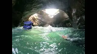 underwater swimming through deep tunnel @Wanderergirl