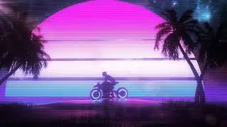 Retrowave Looping Background - SUNSET at the Sea -  Synthwave Loop Video HD
