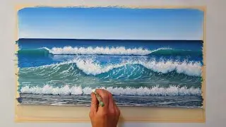 Painting a Beach Wave / Acrylic Painting Time Lapse Demonstration