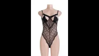 Sexy see through hollow open back adjustable strap lace bodysuit Wholesale 077184