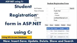 Insert, Update, Delete, Show and Search in ASP.NET using C# | Student Registration Form | MS-Access
