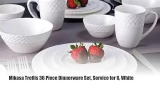 Mikasa Trellis 36 Piece Dinnerware Set, Service for 6, White