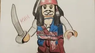 How to draw a Lego Jack Sparrow! -как нарисовать Лего Джек воробей!