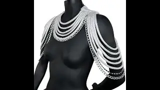 Silver Chain and Rhinestone Large Statement Necklace | Silver metallic Fabric Chrome | Cloth&Cord
