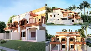 New Spanish House Design | Duplex House Floor Plan With 3d Elevation | Architecture House Design