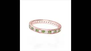 Atyaza Inc Rose Gold Green Tourmaline and Diamond Eternity Ring ATZR 0365