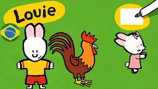 Louie, desenhe me 🎨 ✐ Um Galo ✐ | Desenhos animados para crianças