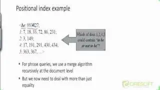 WDM 22: Phrase Query Using Positional Index