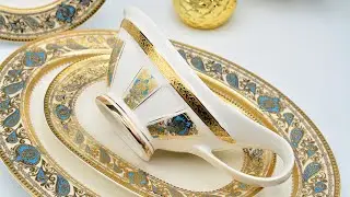 China Creative embossed gold whole dinner set manufacturers - KAROSA